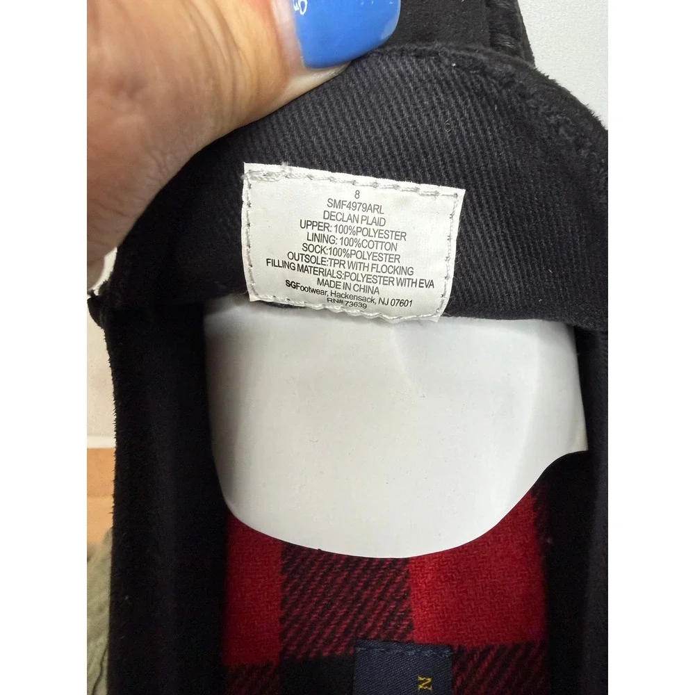 Polo Ralph Lauren Mens Declan Plaid Moccasin Slippers Black Red Size 8 NEW